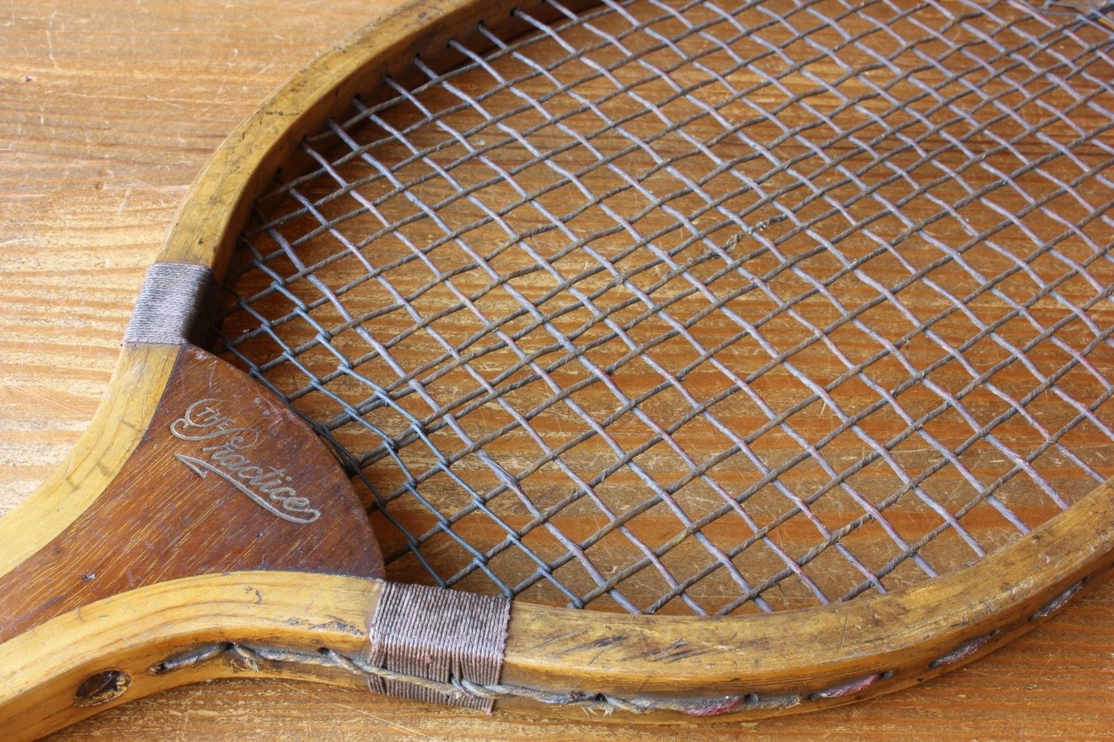 Tennis Practice Racket The Practice Lawn Tennis Racket. Sold By Halfords c1910. Convex Wedge.