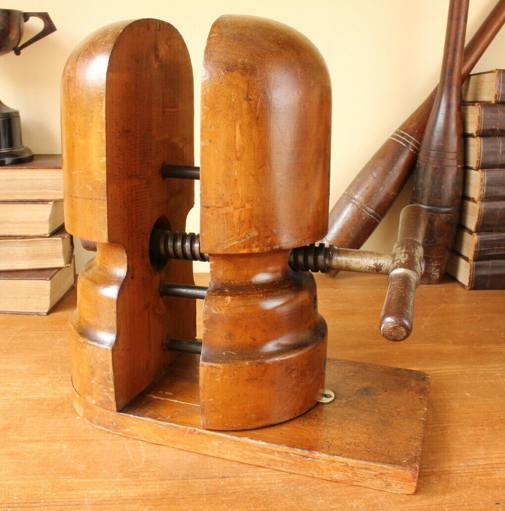 Milliners Adjustable Wooden Hat Stretcher Sizer Block Shop Display Stand.