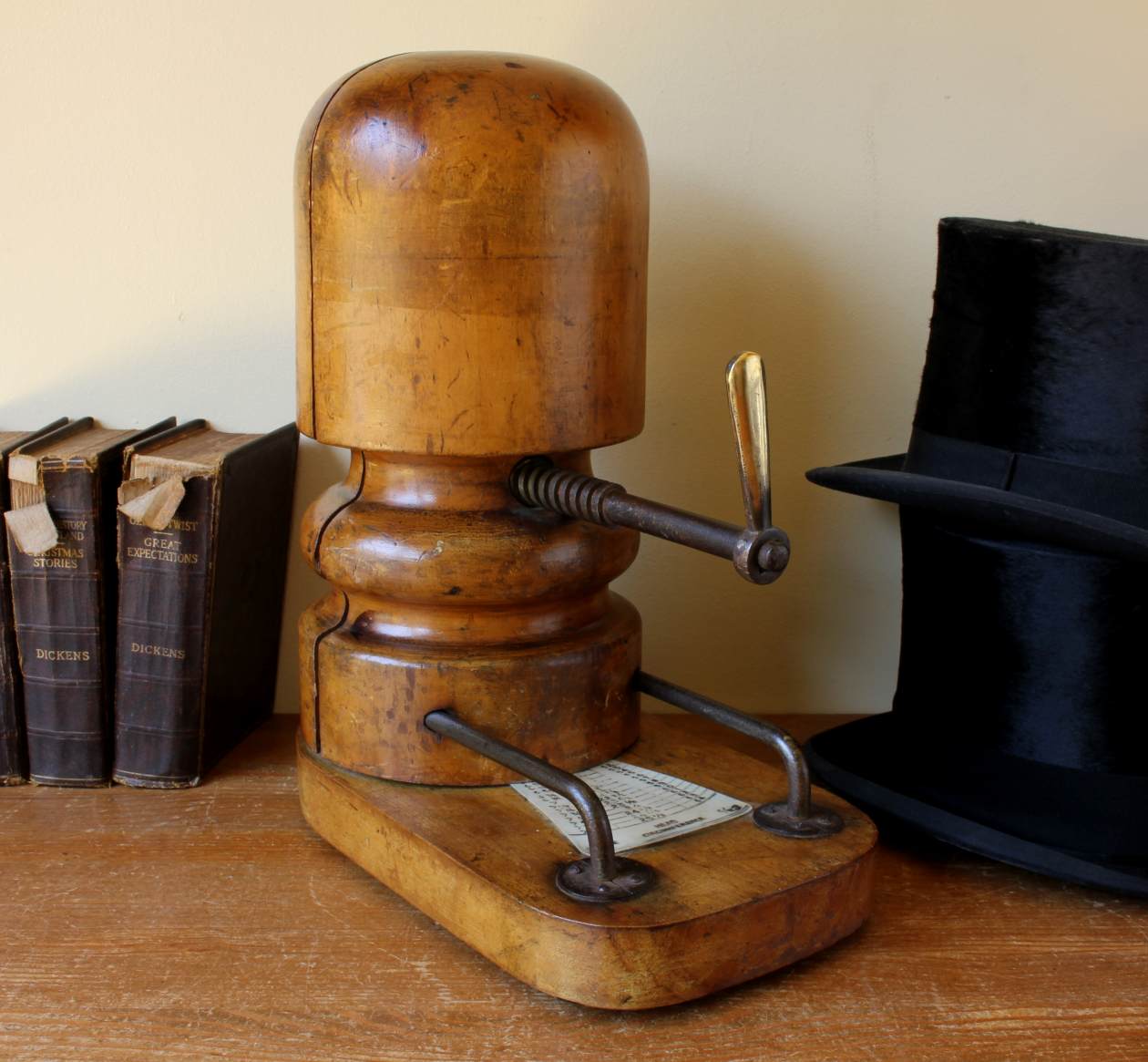 Mechanical Hat Sizer. Victorian Milliner's Stretcher. Wood Display Stand.