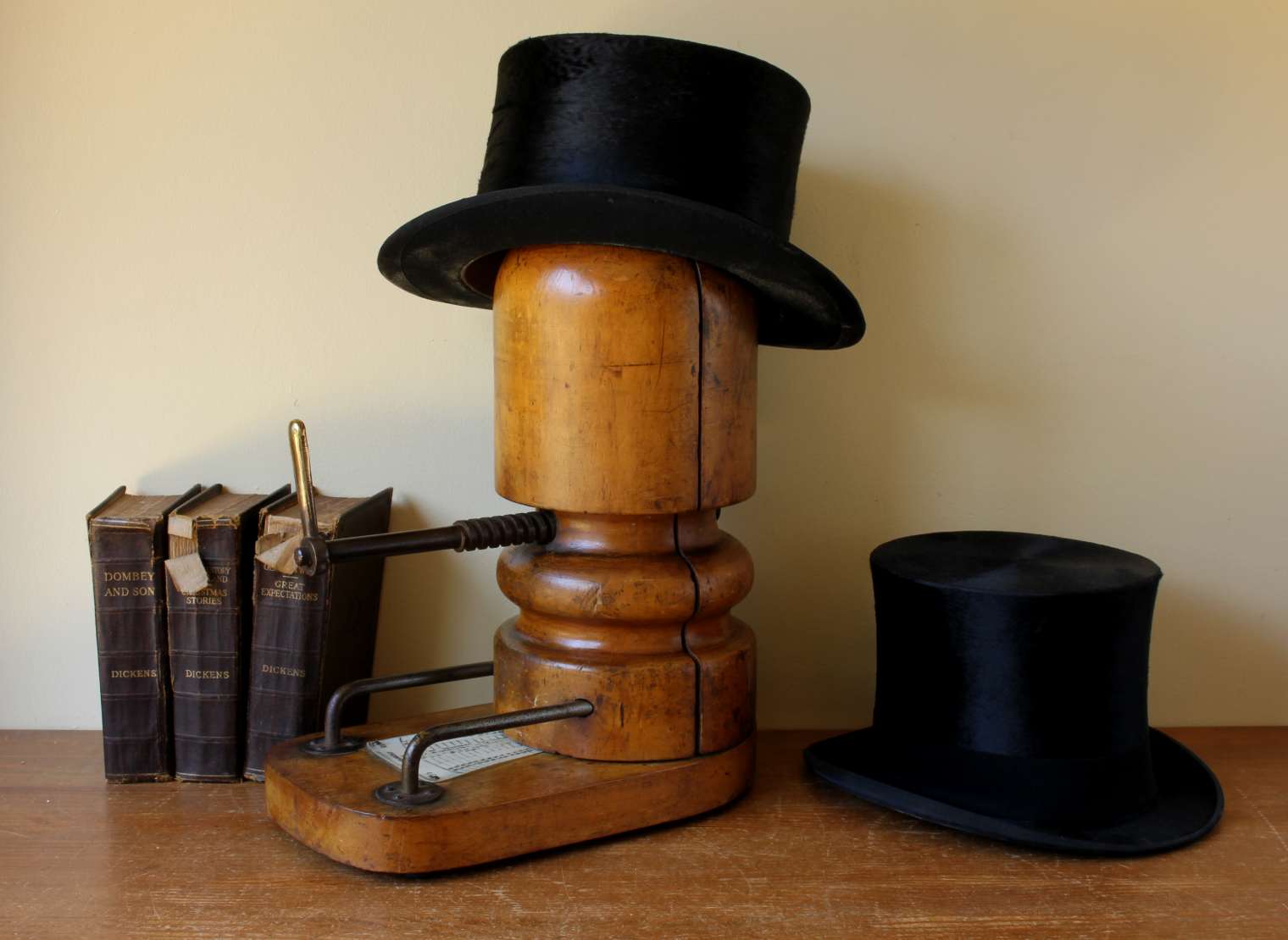 Mechanical Hat Sizer. Victorian Milliner's Stretcher. Wood Display Stand.
