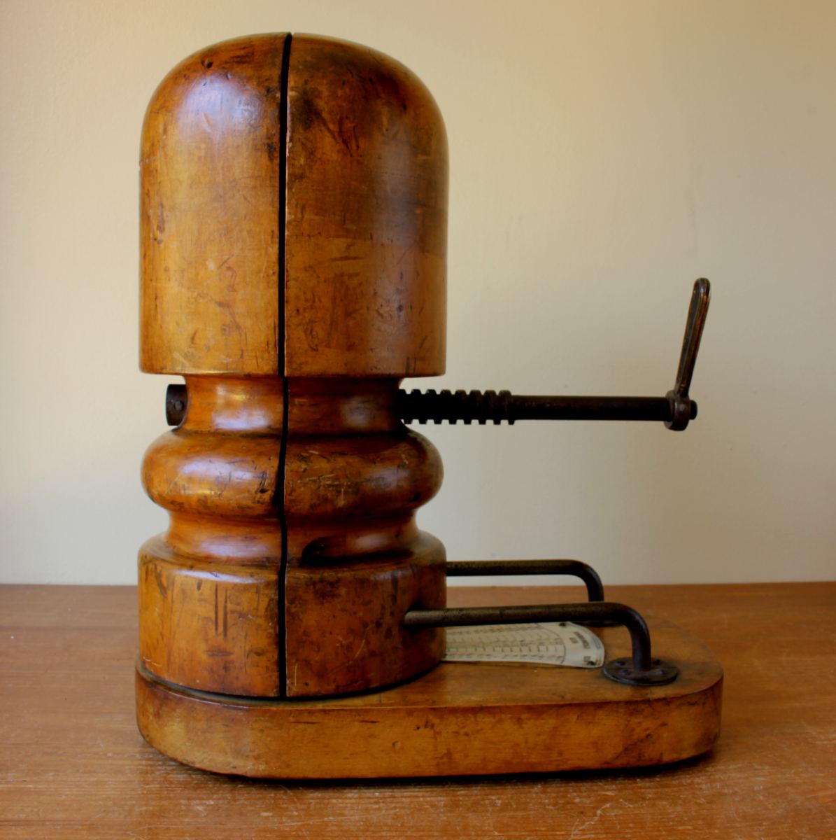 Mechanical Hat Sizer. Victorian Milliner's Stretcher. Wood Display Stand.