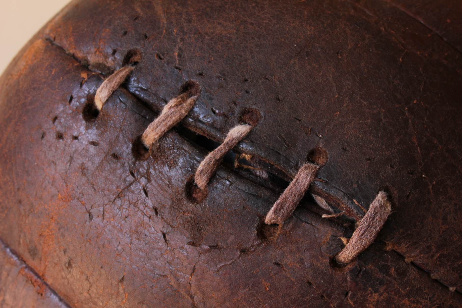 Leather Football. Vintage 12 Panel World Cup 1930 Laced Soccer Ball.