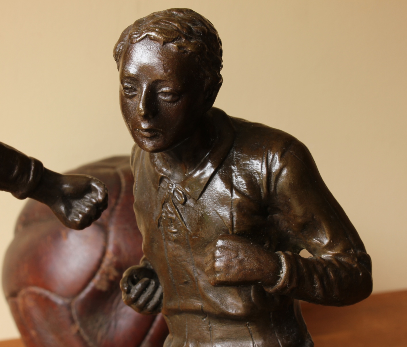 Large Bronze Football Statue. Figure Of Victorian Soccer Players.