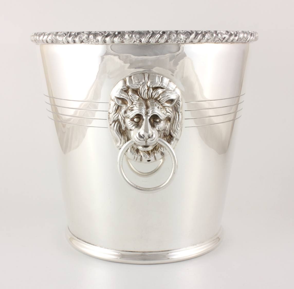 Silver Plate PH Vogel Lion Wine Cooler. Ring Handle Champagne Bucket.
