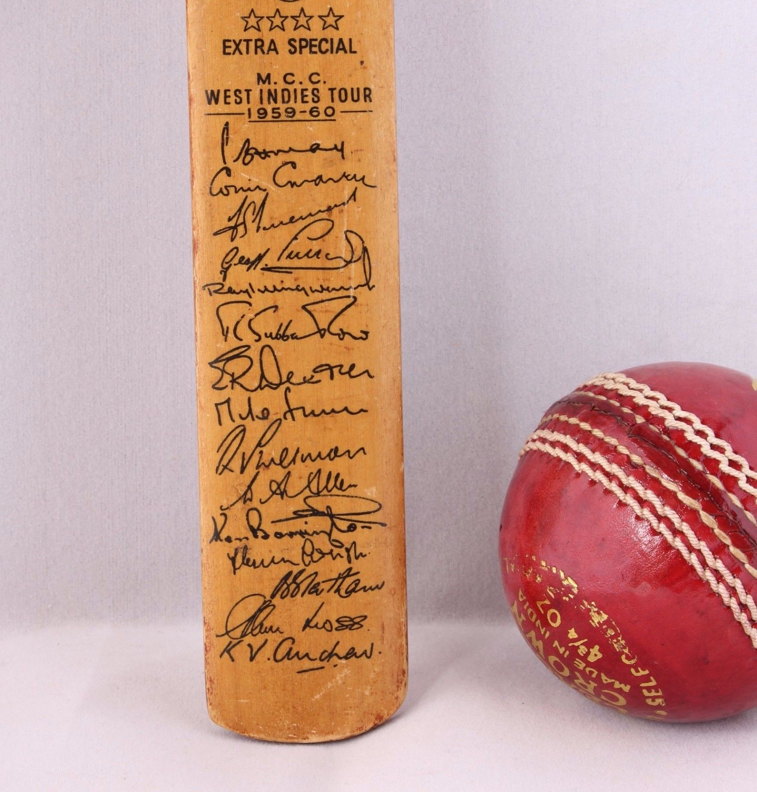 Miniature Nicolls Autograph Cricket Bat MCC West Indies Tour 19591960.