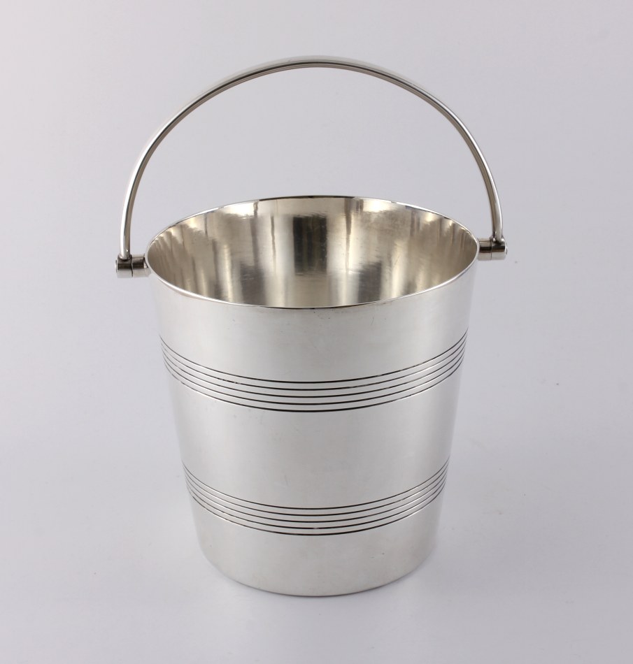 Art Deco Mappin & b Silver Plated Ice Bucket Pail With Tongs.