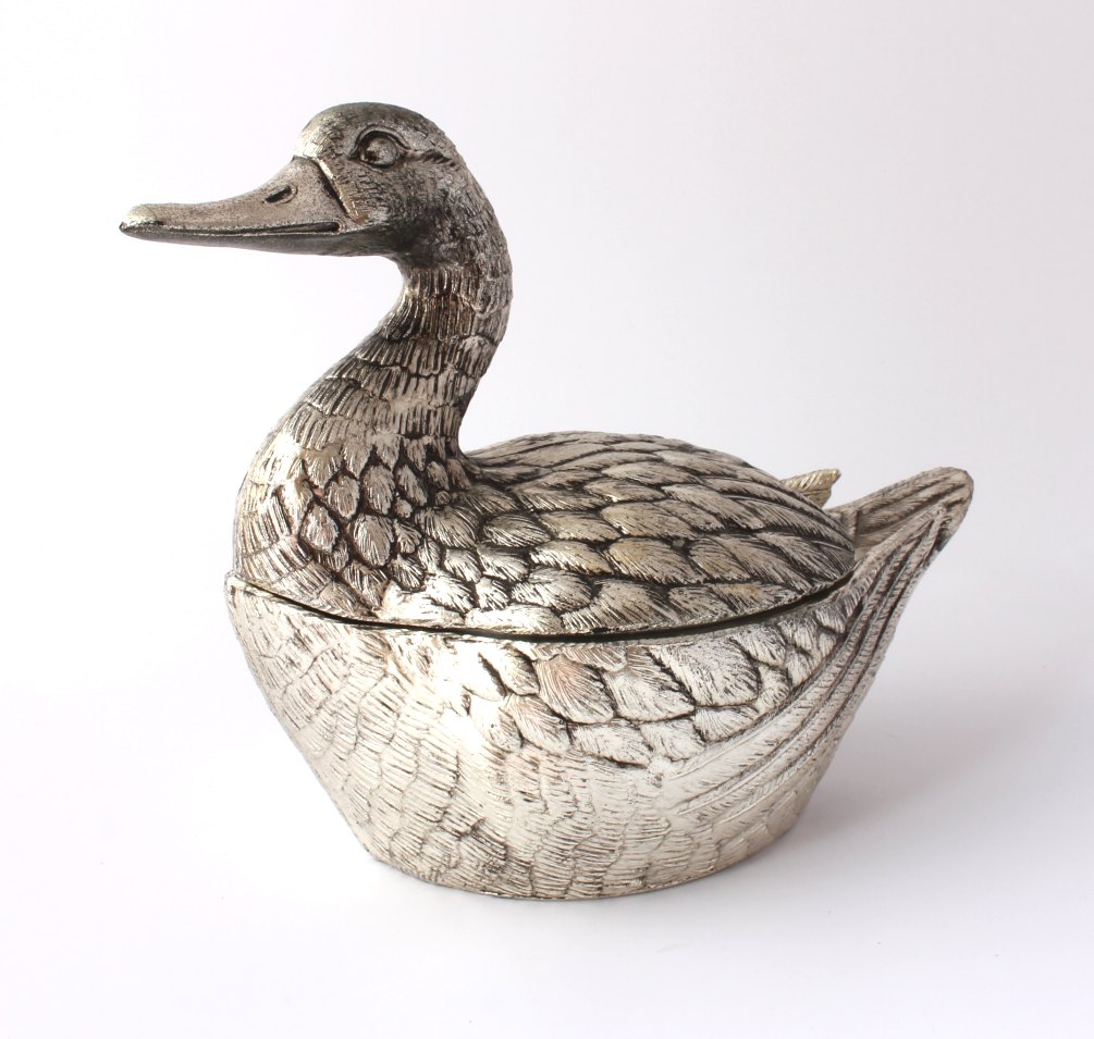 Silver Plate Duck Ice Bucket by Mauro Manetti. Italian Design c1960.