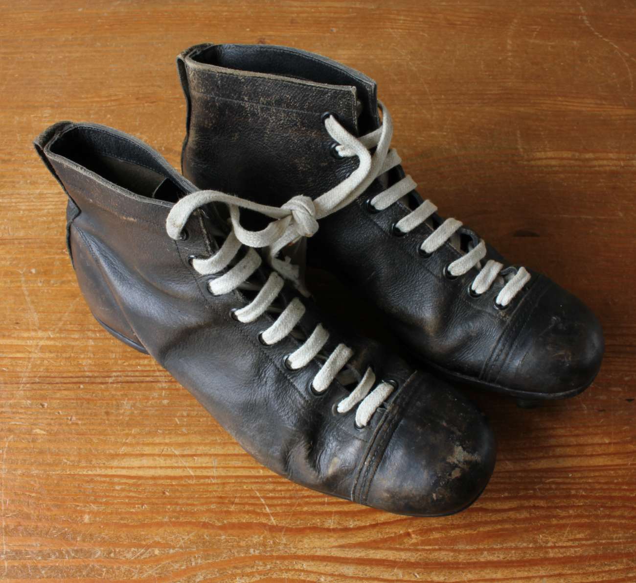 Vintage c1940 Leather Football Boots With Nailed Studs. Soccer Shoes.