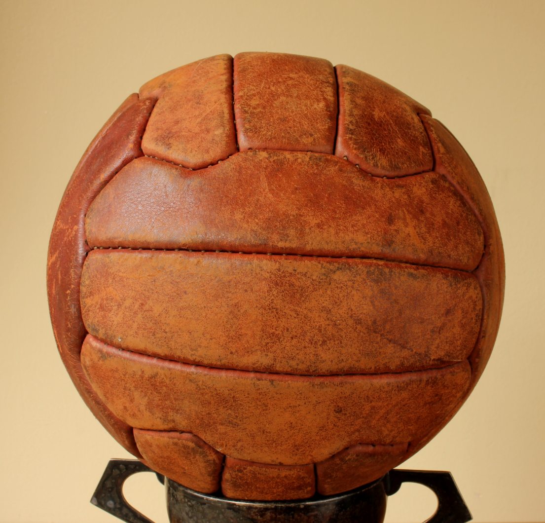Leather Olympic Football. Old Laced 18 Panel Soccer Ball ...