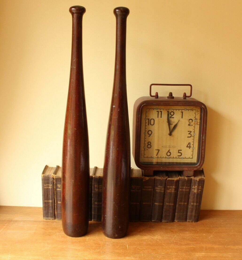 Huge Pair of Wood Indian Clubs. X Large Rosewood Exercise Weight Meels.