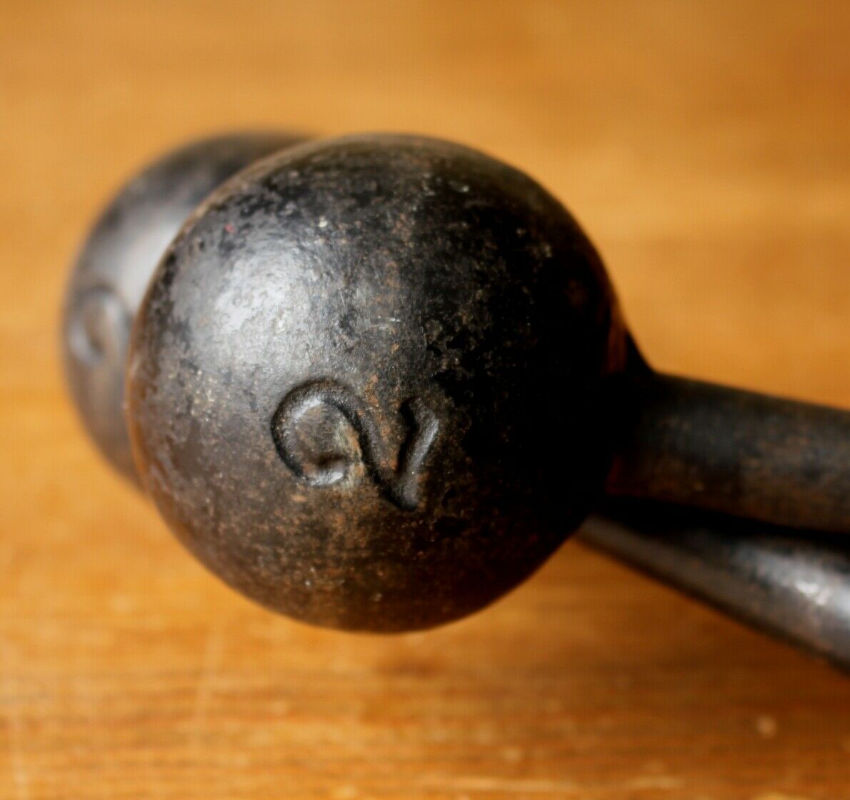 French Number 2 Kg Cast Iron Dumbbell Weights. c1880. Unusual Doorstops.