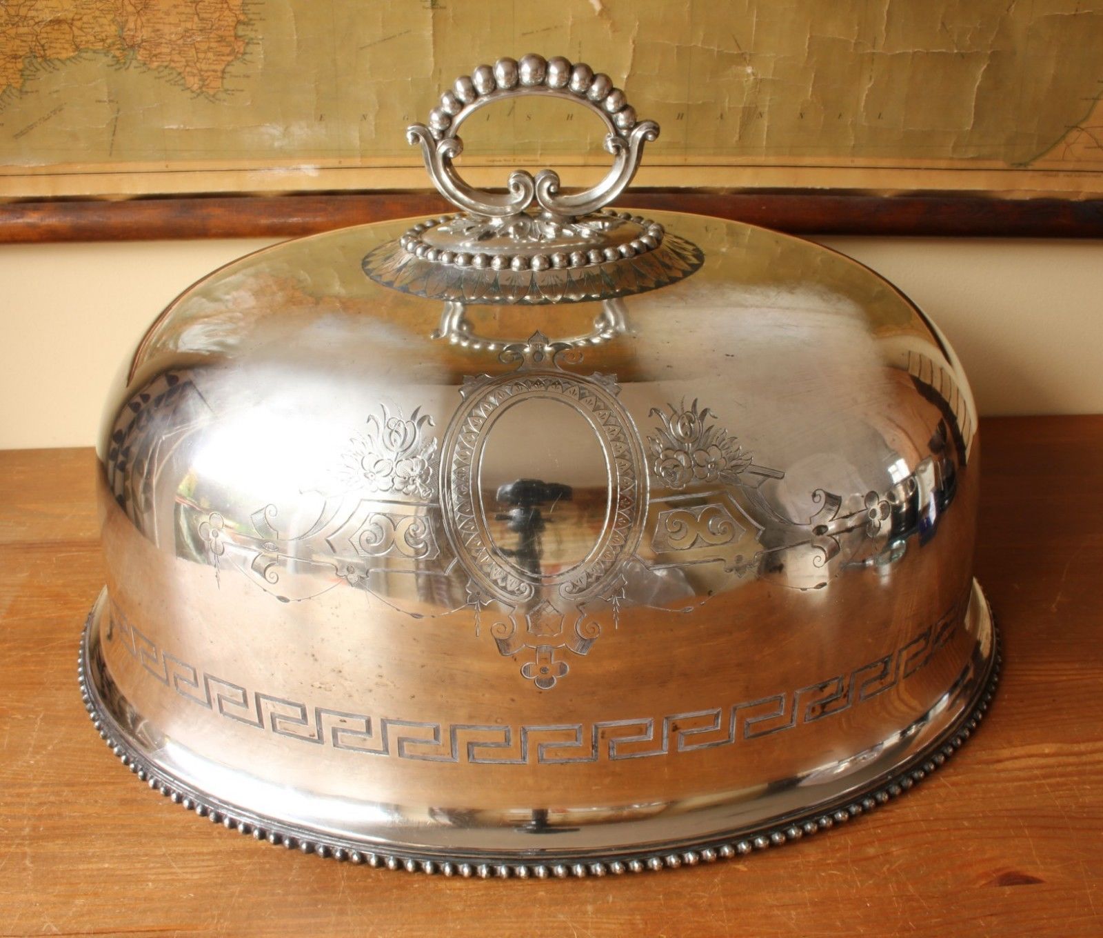 Fabulous X Large Antique Best Sheffield Heavy Silver Plate Meat Food