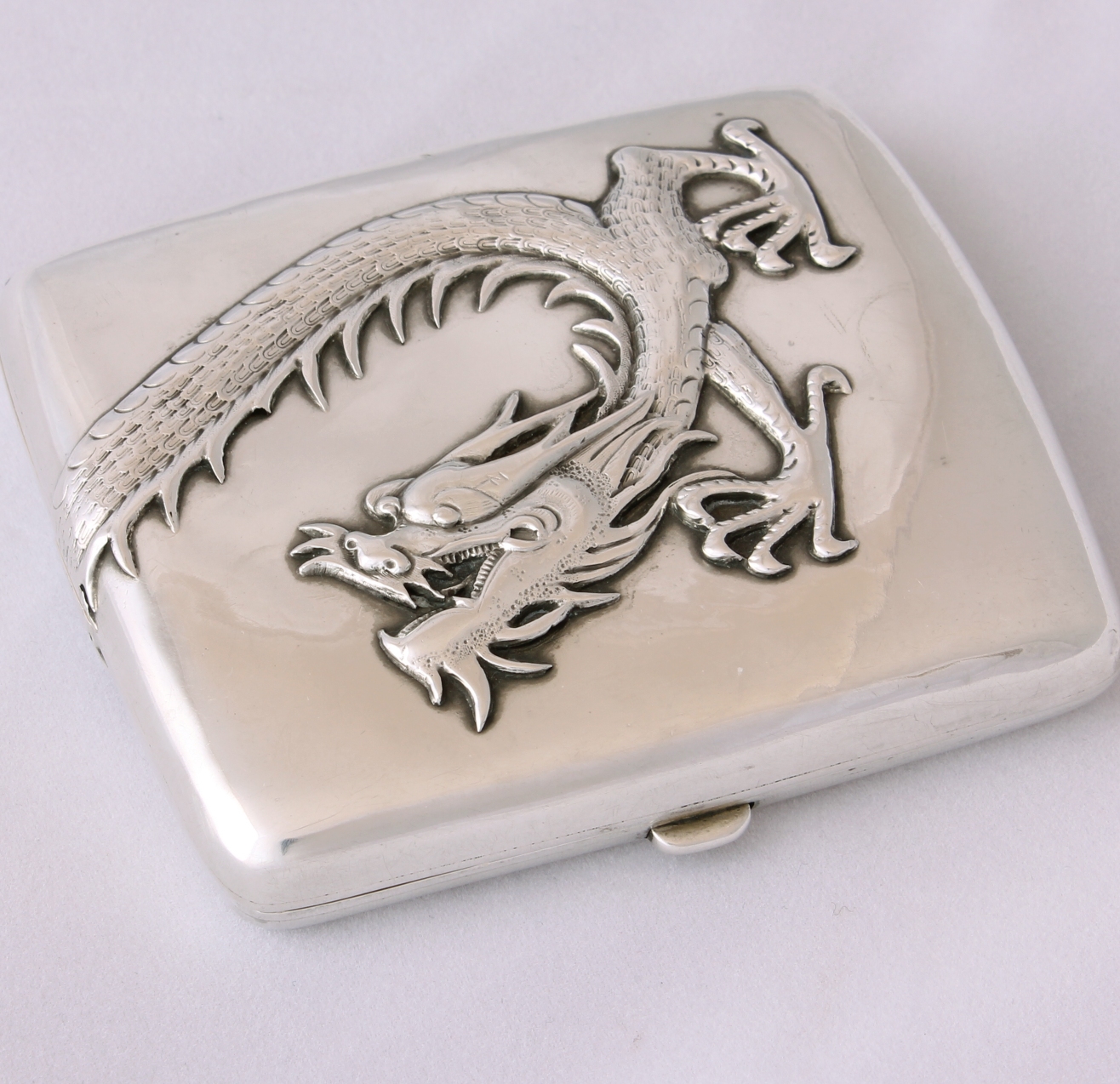 dragon cigarette case Chinese Export Silver Dragon Cigarette Case Heavy Gauge Asian Oriental