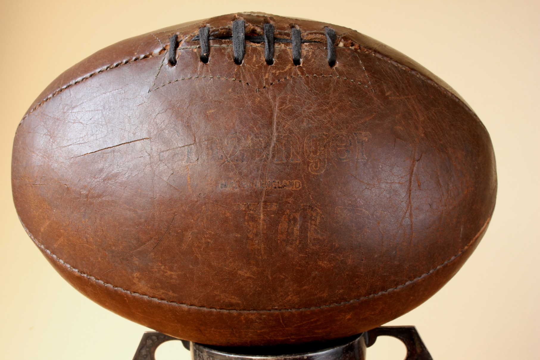 Slazenger Leather Rugby Ball. Made in England. Vintage c1940.