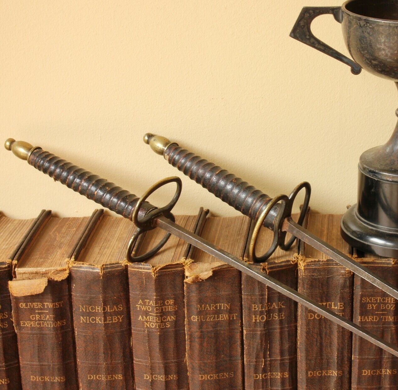 Pair Solingen 19th Century Fencing Foils Epees. Sports Bar Shop Display.