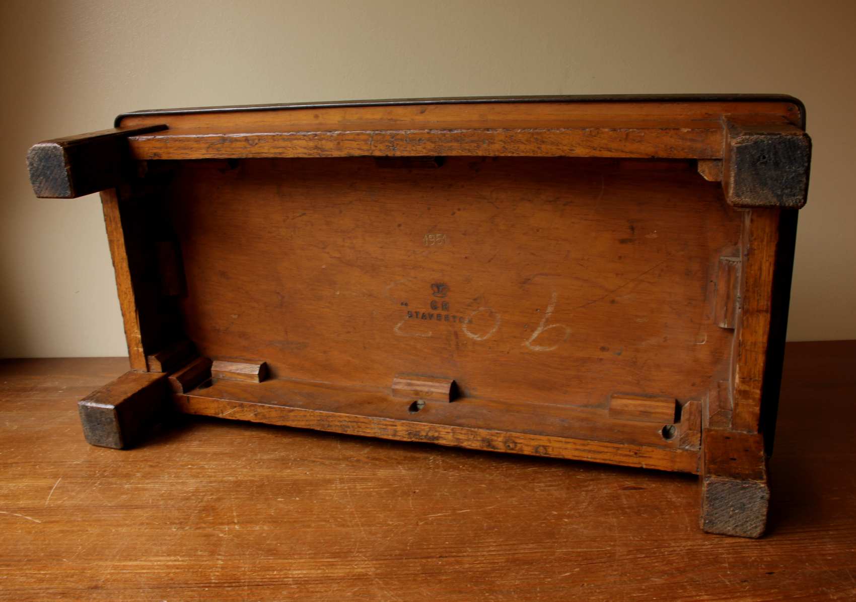 Vintage Desk Top Riser Shelf. Staverton Industrial Table. 1950s.