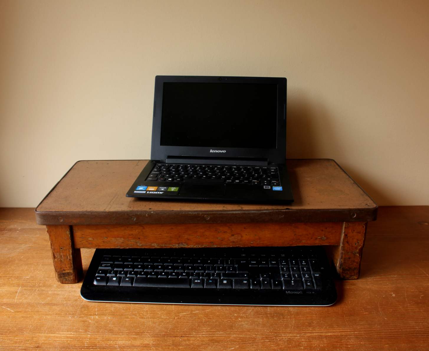 Vintage Desk Top Riser Shelf. Staverton Industrial Table. 1950s.