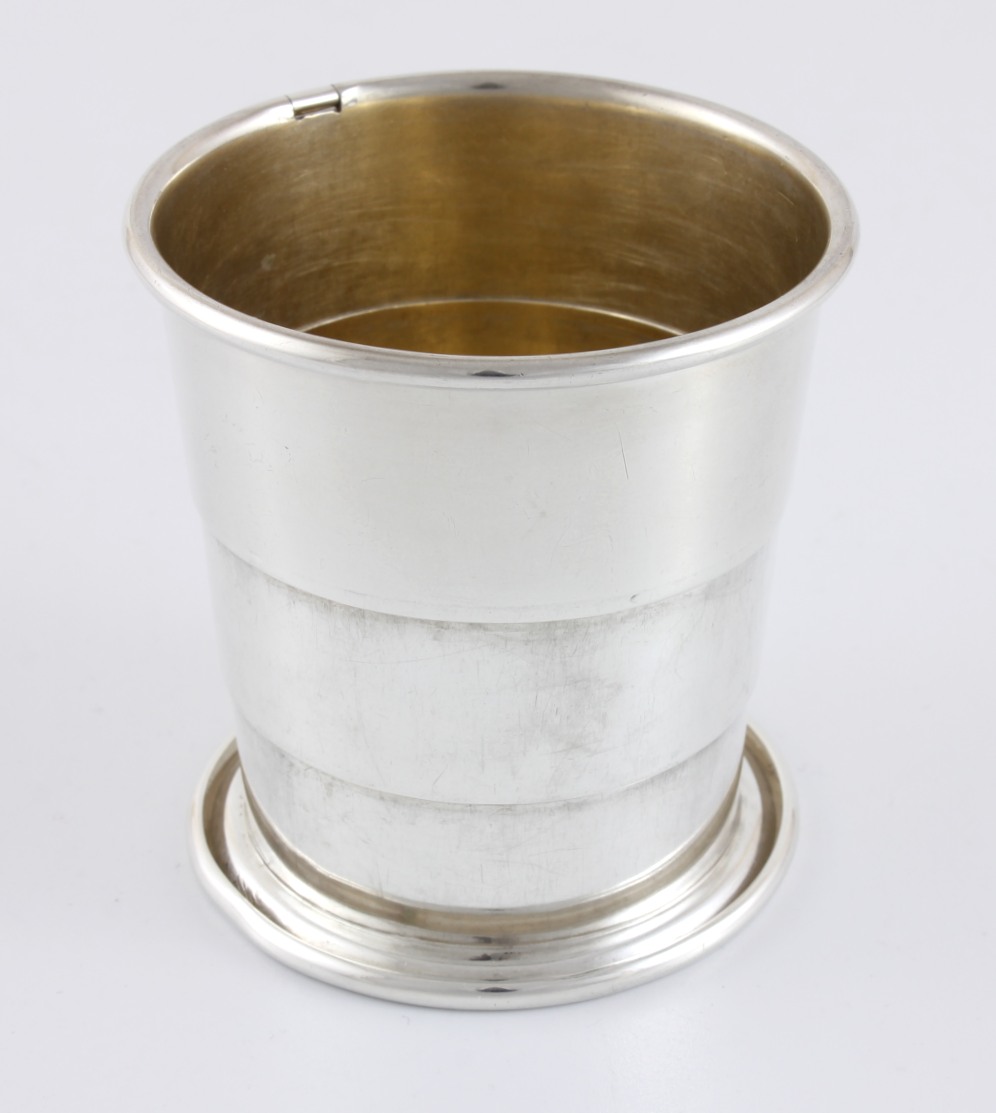 American Sterling Silver Collapsible Cup. Folding Hunting c1910.