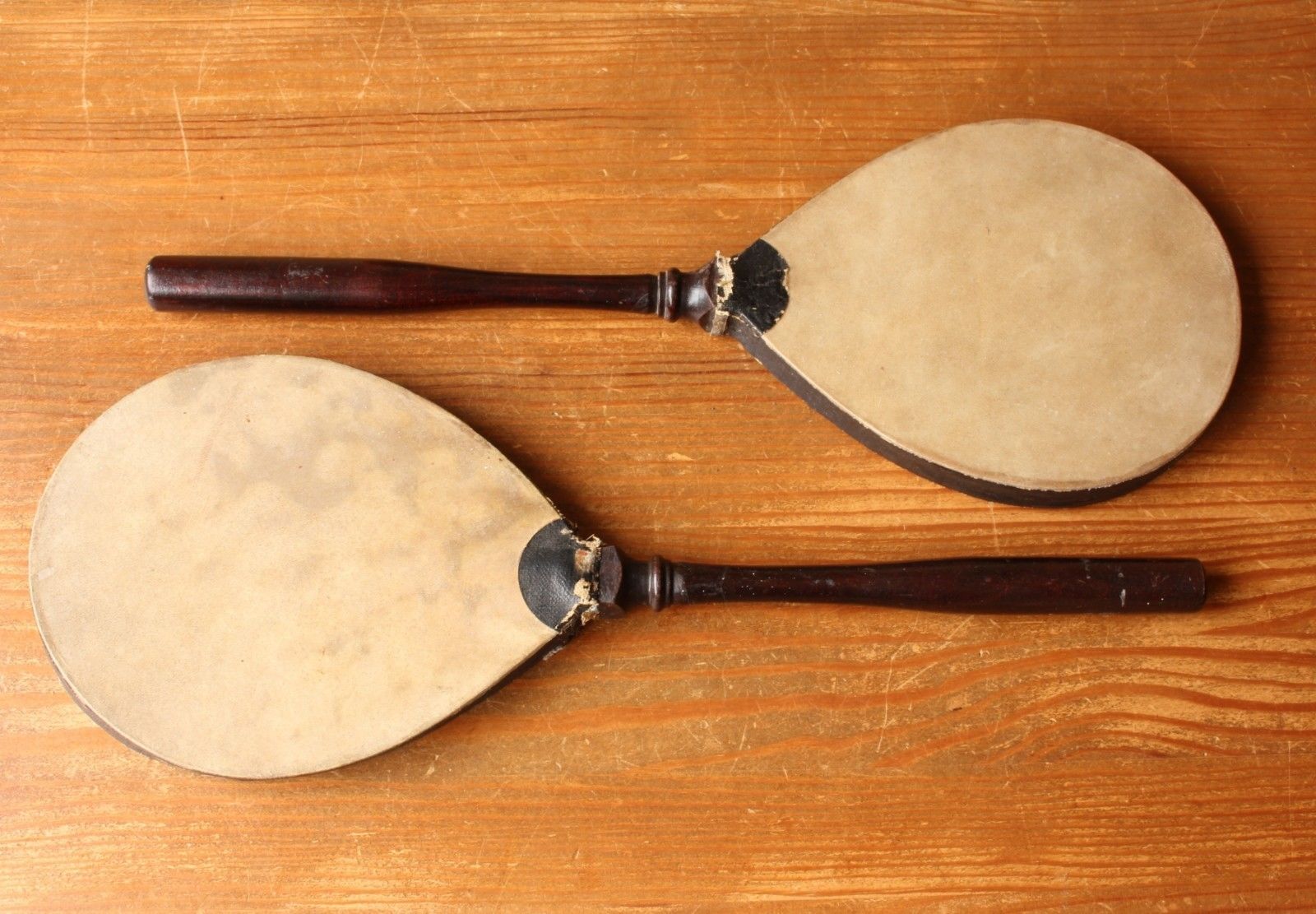 Ping Pong Table Tennis Bats Vellum Gossima Paddles c1900.