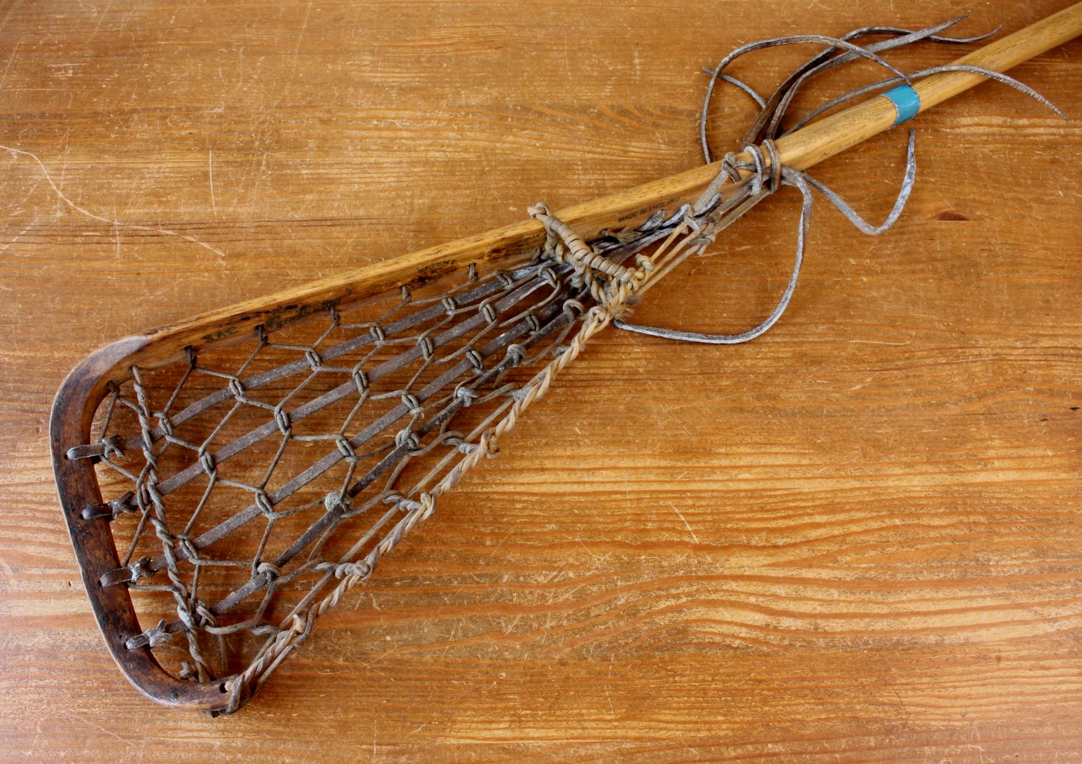 Vintage Cambridge England Hickory Wood Lacrosse Stick.