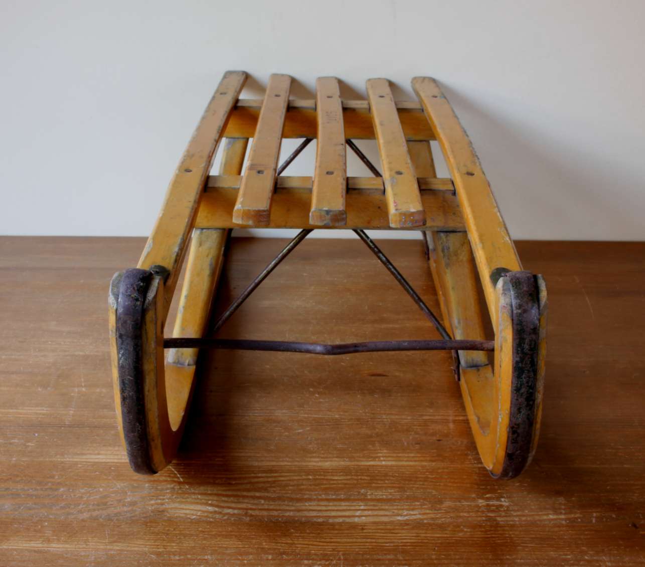 Davos wooden sledge sled ソリ vintage Vintage wooden sled, Davos, Swiss 1930's sledge. For Sale at
