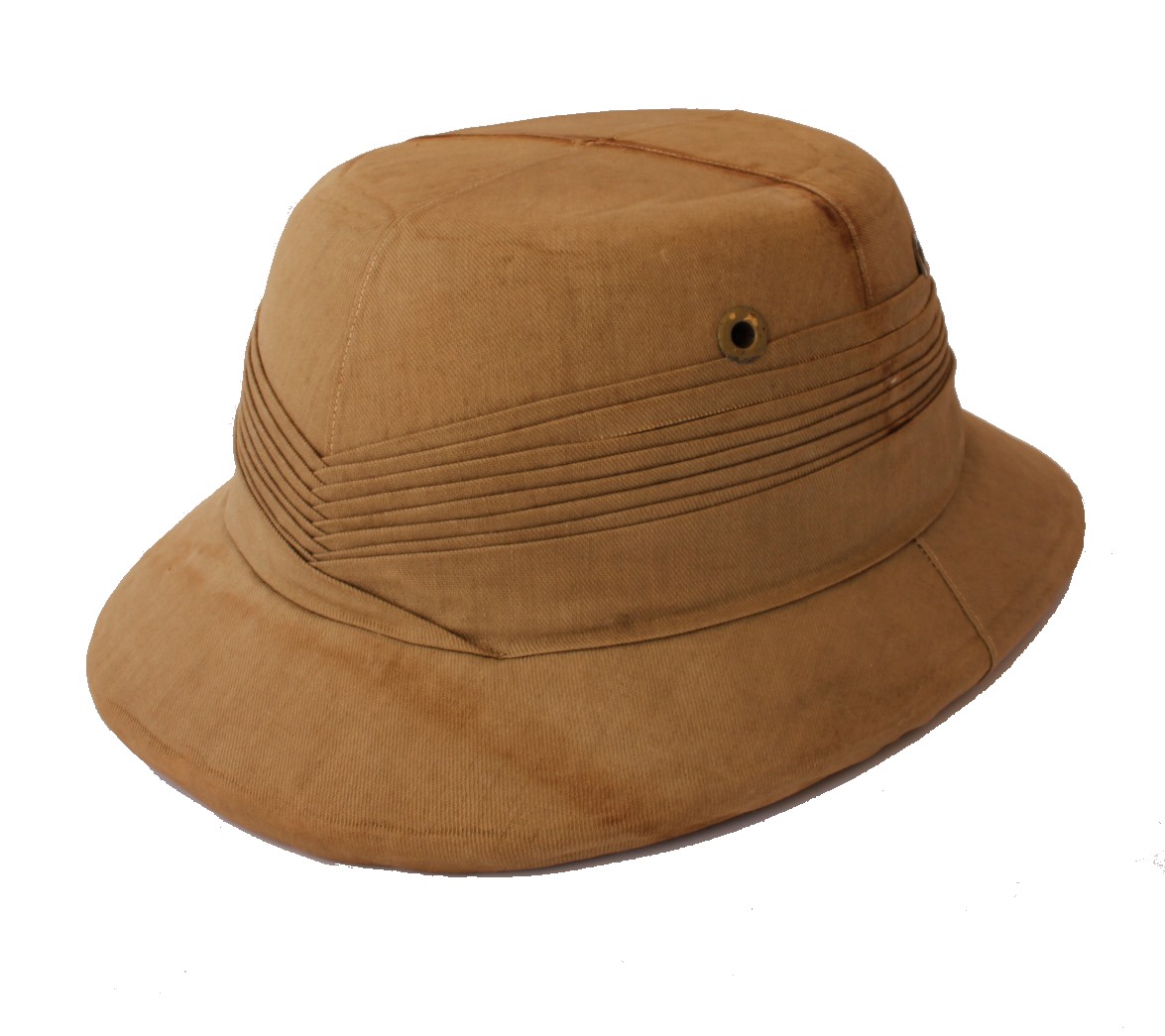 Khaki Polo Pith Helmet. Made in India. Military Hat. Size 7 c1940.